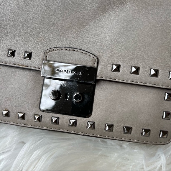 Michael Kors Light Beige and Silver Studded Crossbody Purse - Picture 4 of 7